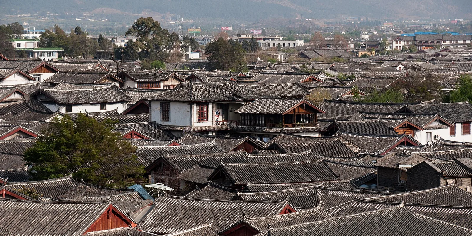 Traditional tiled rooftops in Lijiang Old Town